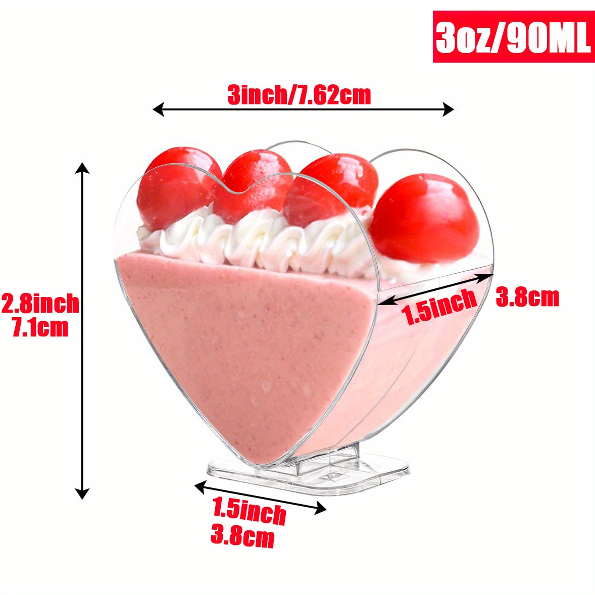 20 pcs 3 oz plastic mini dessert cup clear parfait appetizer cup heart shaped small serving bowl for cakes ice cream   buffet wedding details 1