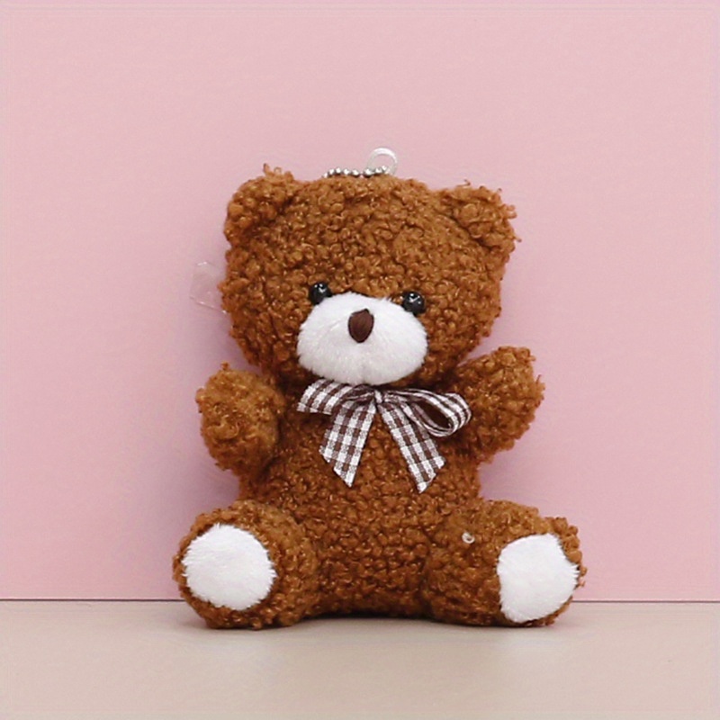 10CM Cute Bow Tie Teddy Bear Keychain Schoolgirl Bag Pendant Little Bear  Doll Wedding Throw Christmas Gifts To Boyfriend