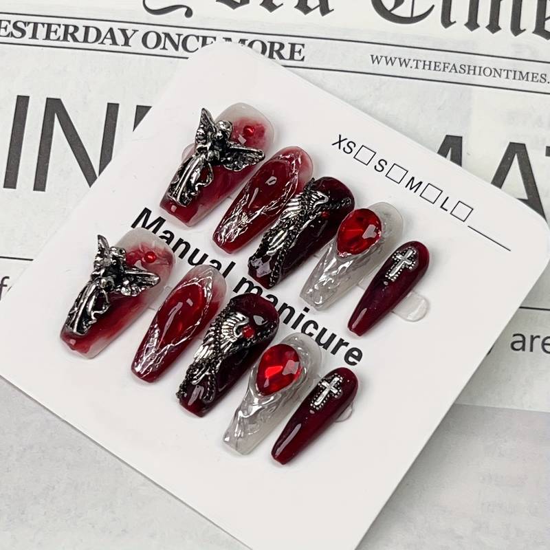 Christmas Red Full Cover Press On Nails Long lasting Fake - Temu