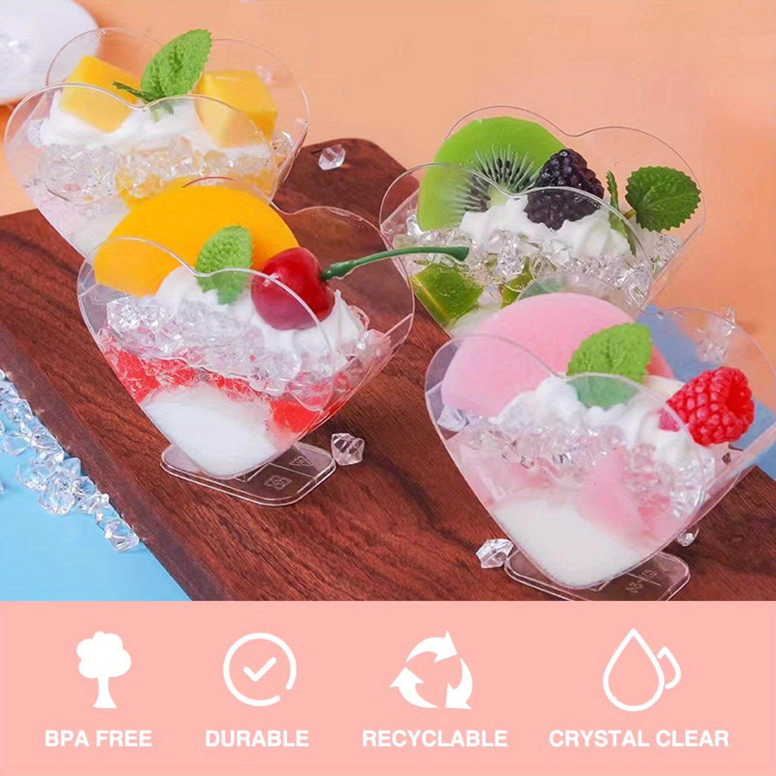 20 pcs 3 oz plastic mini dessert cup clear parfait appetizer cup heart shaped small serving bowl for cakes ice cream   buffet wedding details 4