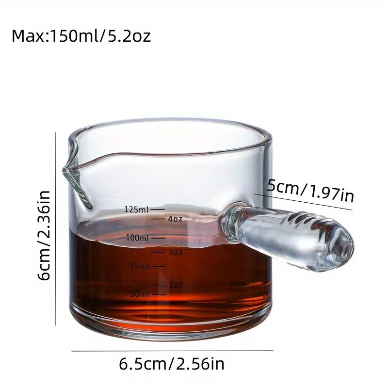 Ochine 2.5-Ounce Espresso Measuring Glass with Wooden Handle