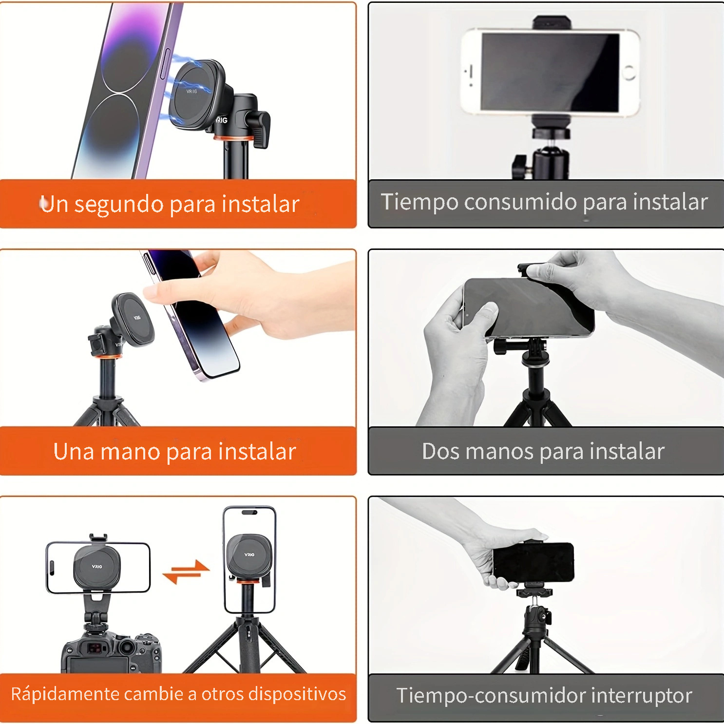 Soporte para teléfono móvil Trípode Universal Soporte de clip de teléfono  Soporte de cámara Soporte de trípode Selfie Stick Soporte de monopie para  teléfono inteligente