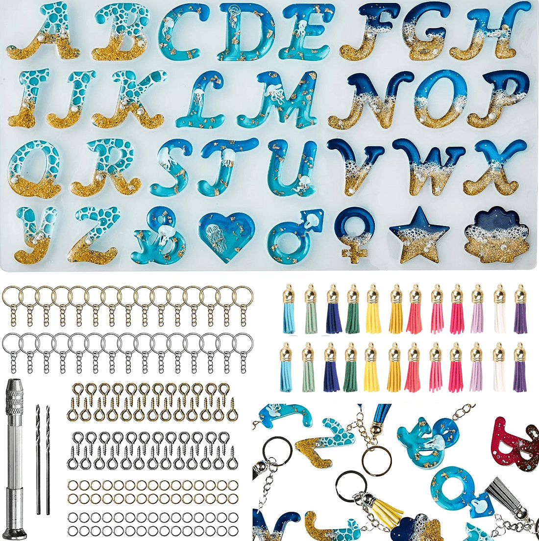 1 Set Epoxy Resin Molds Set Silicone Mold UV Casting Tools Mixed Style  Materials Resin Casting Molds For DIY Jewelry Supplies