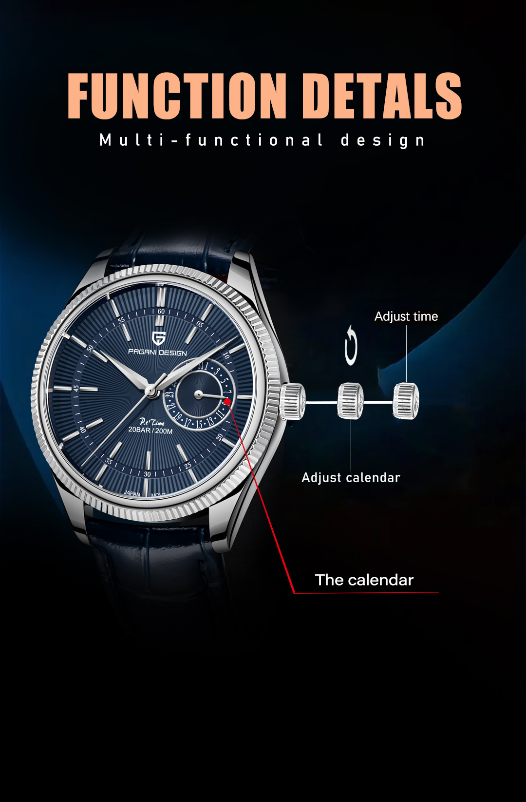 Design メンズクオーツ腕時計、ビジネスステンレススチールウォッチ 