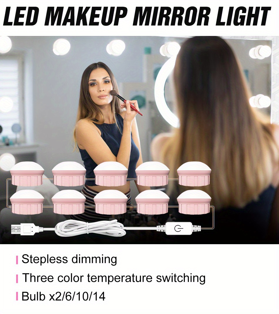 Lampe Led professionnelle pour miroir de maquillage, 3 couleurs