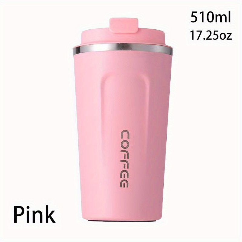 Portable Vacuum Stainless Steel Insulated Travel Mug Coffee Mugs Water  Bottle Coffee Cup PINK 510ML