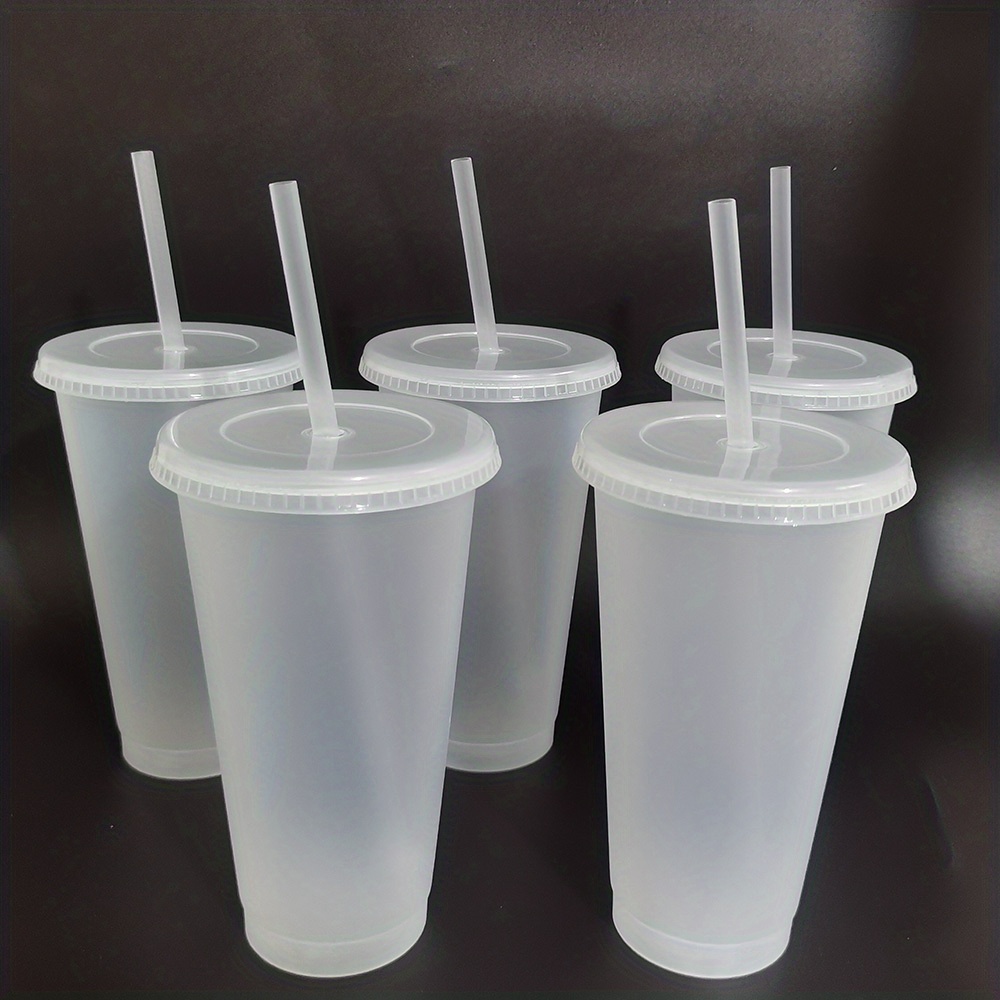 710ml Black White Straw Cup With Lid Coffee Cup Reusable Cups Plastic