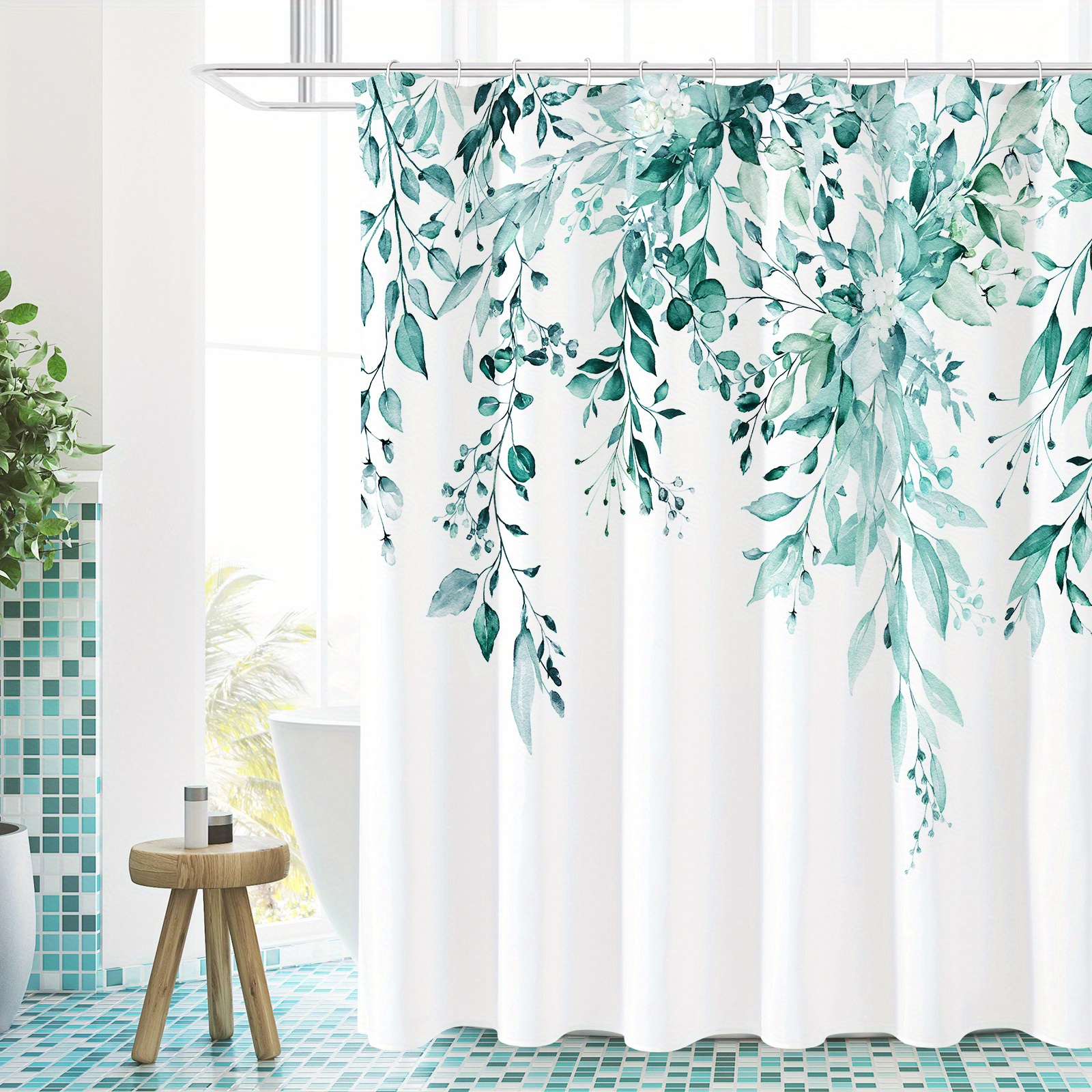 Eucalyptus Shower Curtain Watercolor Plant Leaves Floral - Temu
