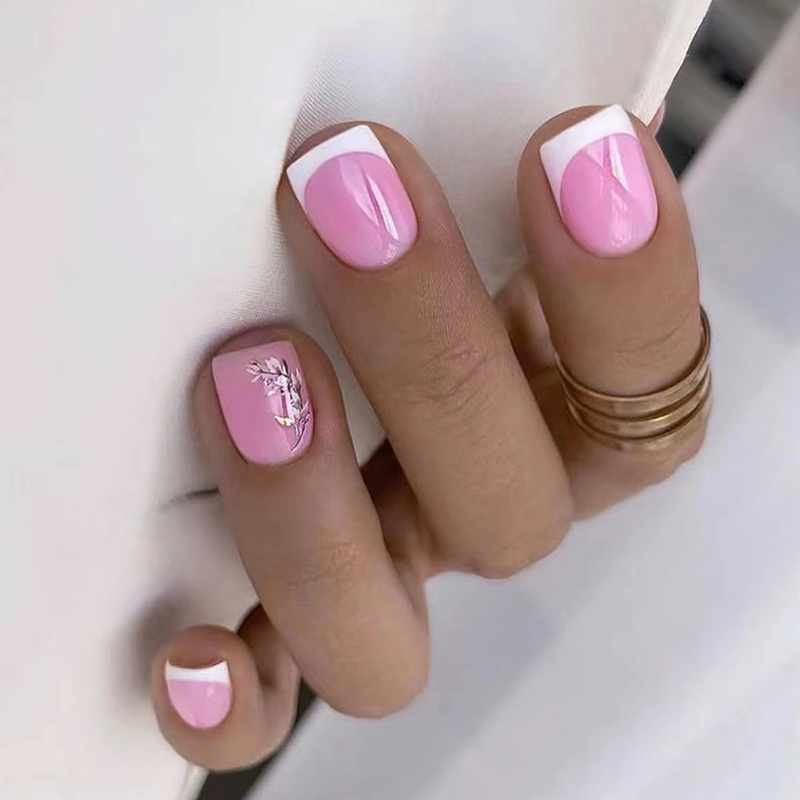 short nails white design