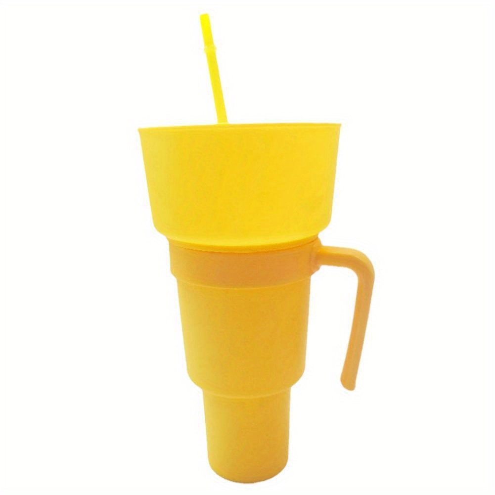 Popcorn Drink Cup With Handle Straw Can Be Used For Coka - Temu