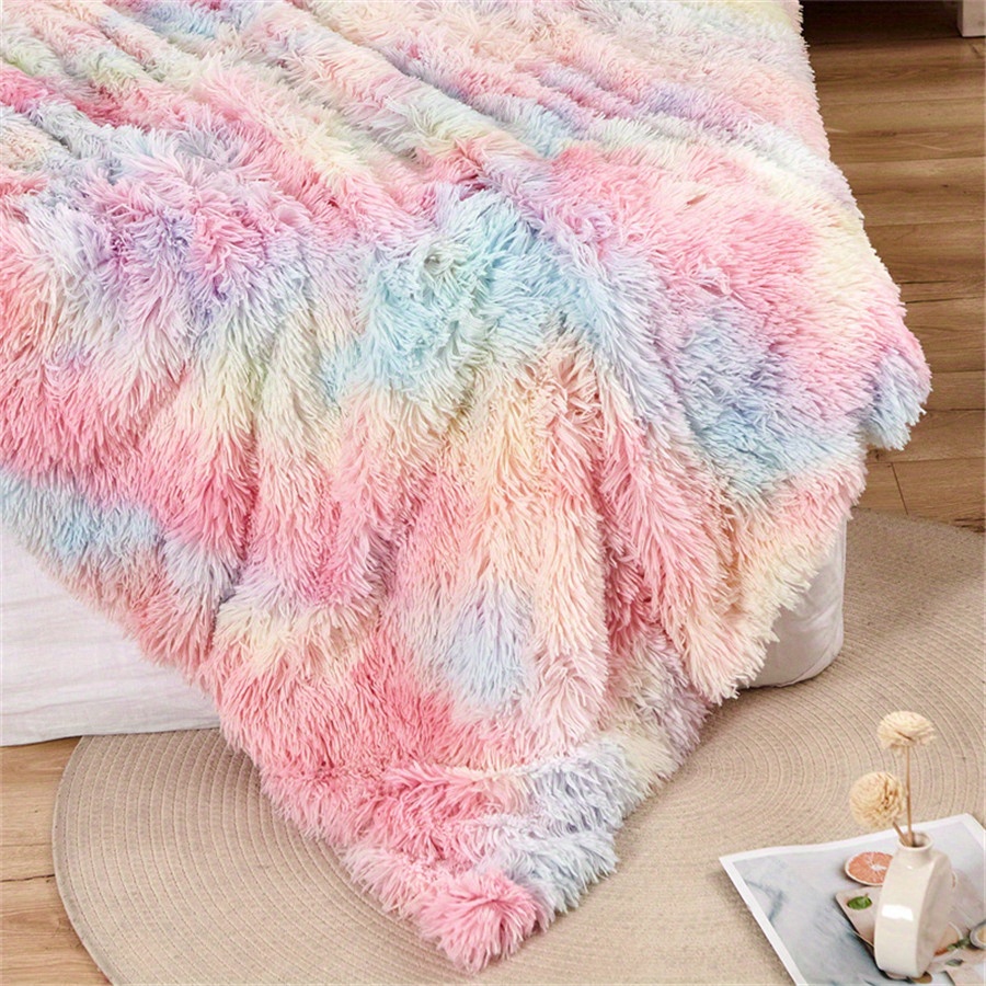 Rainbow discount fur blanket