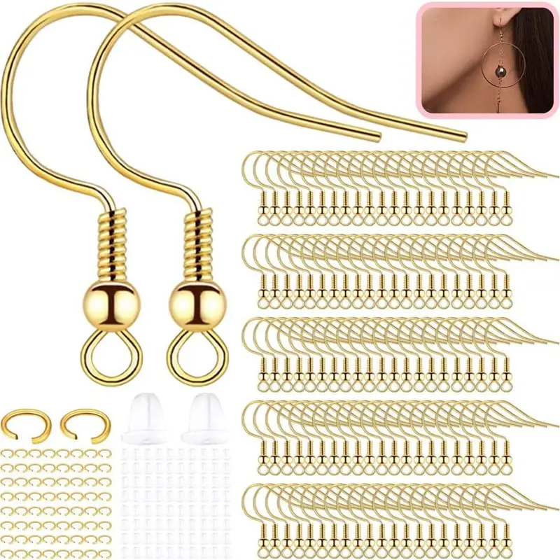 Gold Color Earring Making Kit With Earring Hooks Accessories - Temu