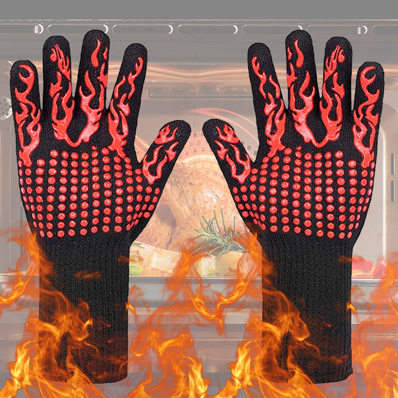 Grilling Gloves: Heat Resistant Silicone Oven Mitts With Non-slip  Protection For Grilling, Kitchen, And Cooking! - Temu