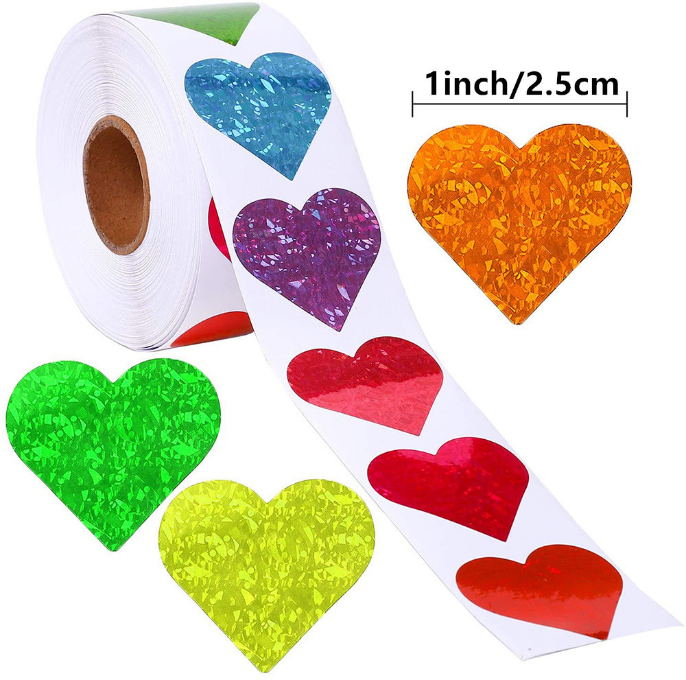 500pcs/roll 2.5cm/0.98inch Love Heart Shaped Valentine's Day Sticker  Sealing Sticker, 8 Patterns Gift Decoration Adhesive Label