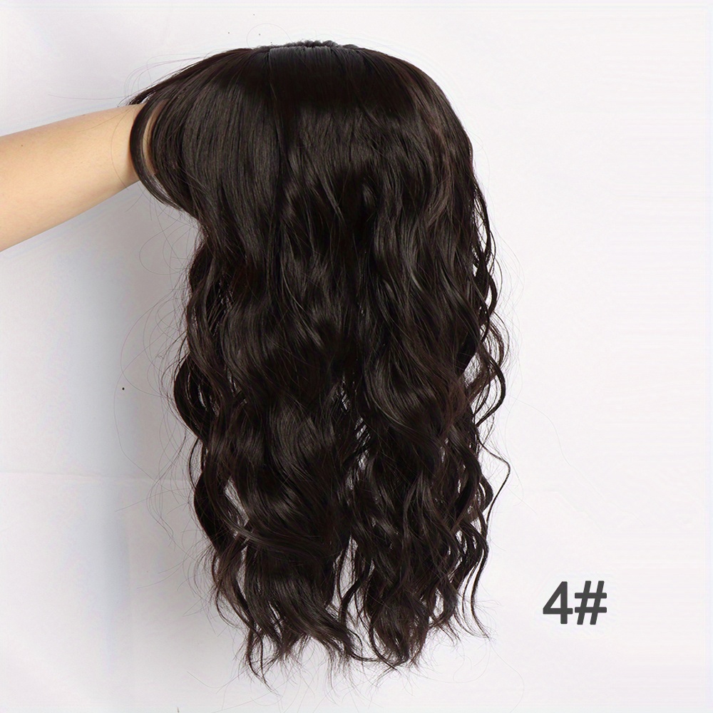 Synthetic Water Wave Curly Hair Topper Wig Bangs Clip In Temu Canada