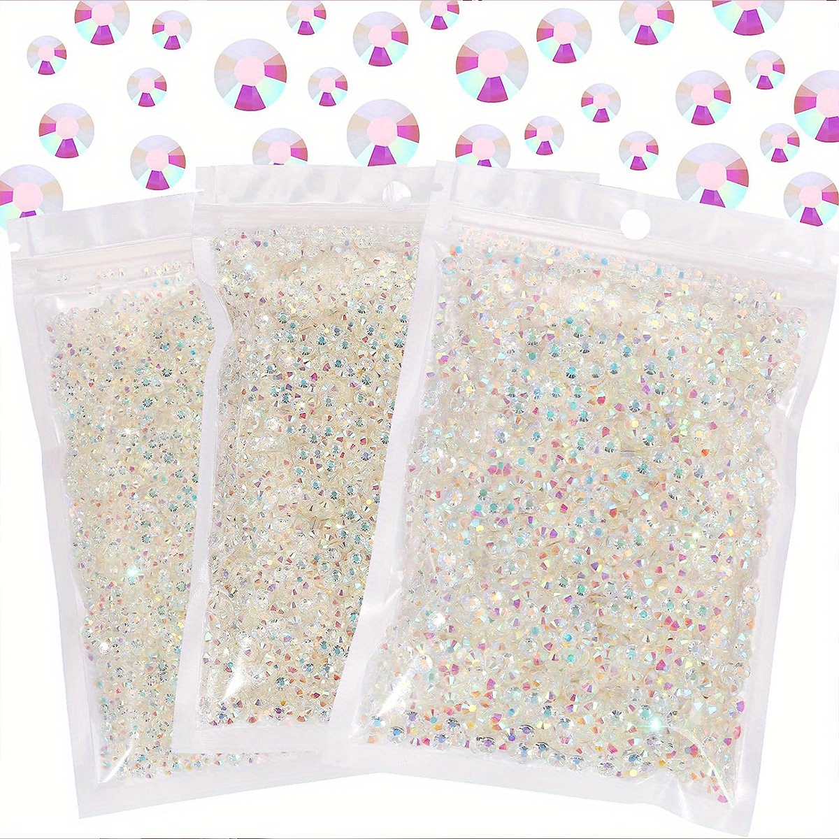 AB Resin Rhinestones Kits,2 Boxes 2-6MM Purple Violet Round Non Hotfix  Flatback Resin Rhinestones With Silver Bottom Bedazzling Crystal Gems For  Nail