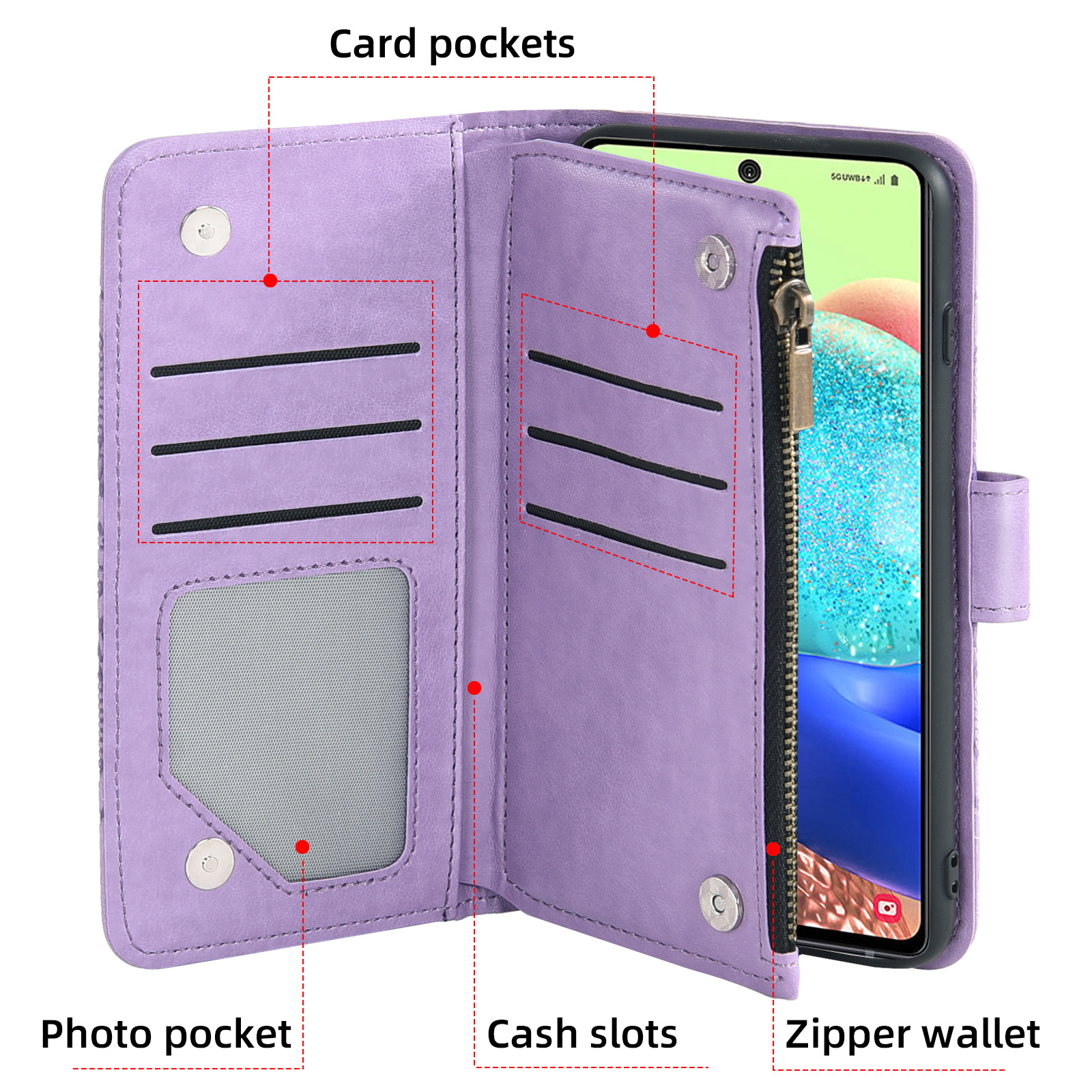 Zipper Wallet Phone Case For Galaxy A01 A02 A02s A03 - Temu Australia