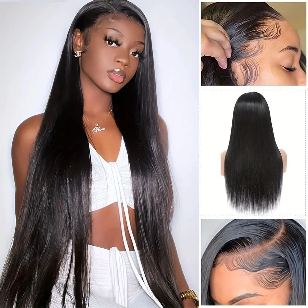 Straight Human Hair Wigs 5 5 Lace Closure Wigs For Women 180 Density Glueless Straight Lace Front Human Hair Wigs 180 Density