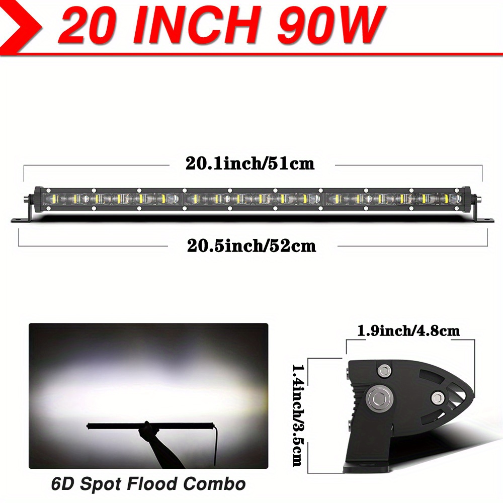 OEDRO Barra de luz LED de 12 pulgadas de 180 W de tres filas de luz de  conducción combinada + 2 módulos de luz antiniebla de trabajo de 4 pulgadas  27