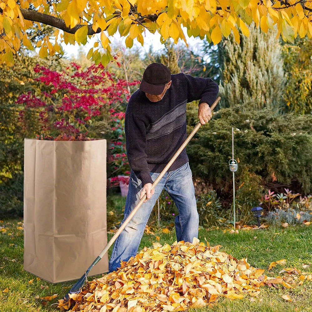 30 Gallon Kraft Lawn And Leaf Bags Heavy Duty Large Paper Trash Bags, Tear  Resistant Yard Waste Bags For Grass Clippings, Wet And Dry Leaves, , Twigs  - Temu