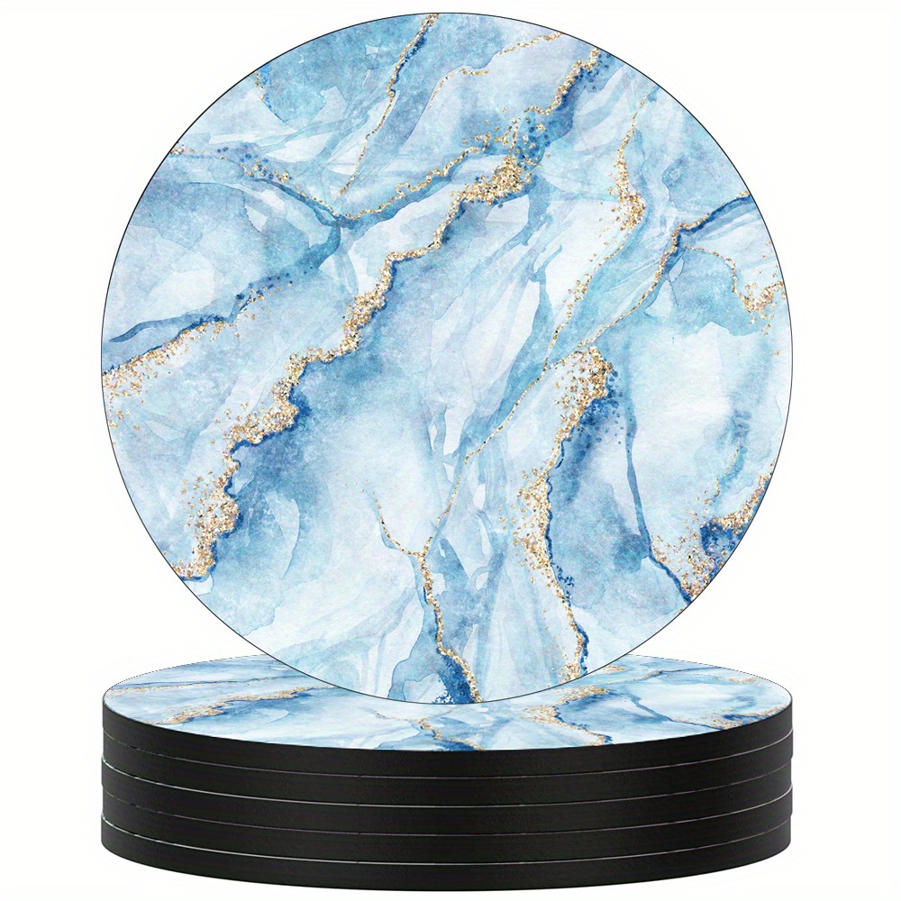 Marble Coasters Set of 6 White Coasters for Drink