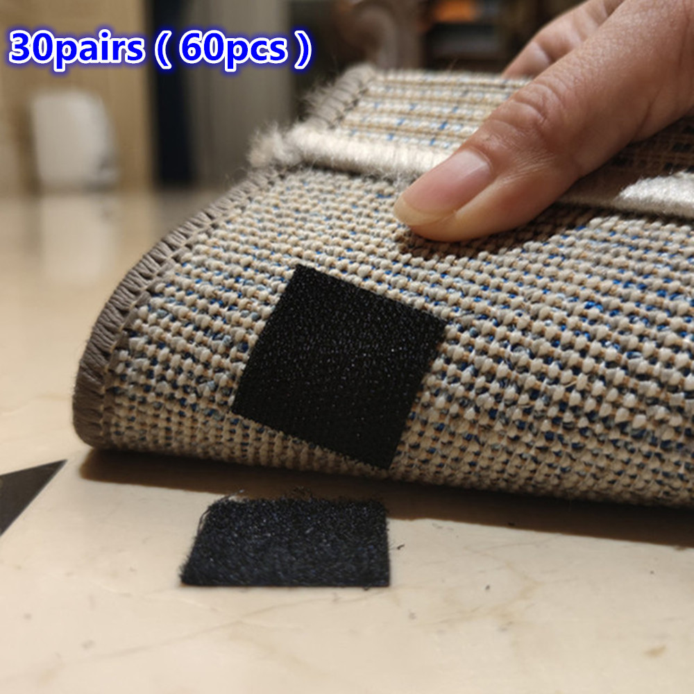 4Pcs Strong Self Adhesive Fastener Stickers Reusable Floor Rug Carpet Mats  Grippers Tape for Bed Sheet Sofa Mat Carpet Anti Slip