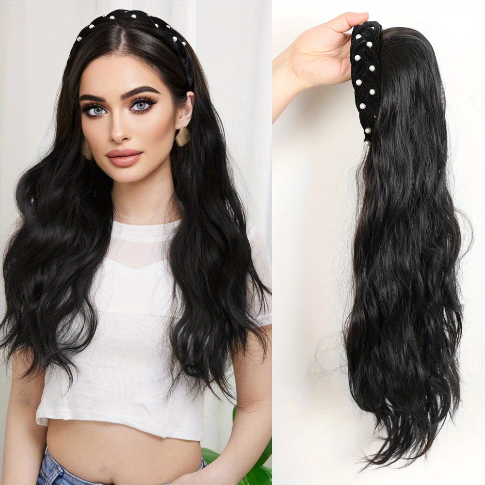 Headband Wig Synthetic Long Wave Headband Wigs Women Wig - Temu