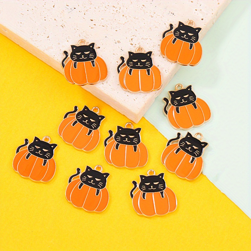 10pcs Cute Halloween Cat Charms DIY Jewelry Making Animal Charms Pendants  For Necklace Earrings Accessories