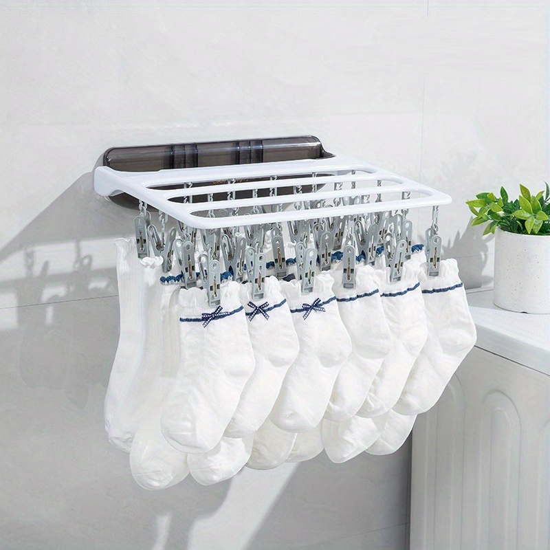 Folding Drying Rack With Multiple Clothespins For Hanging Socks, Suitable  For Home Use On Balconies To Prevent Wind And Sun Damage, Underwear, Pants,  And Socks Drying Rack - Temu France