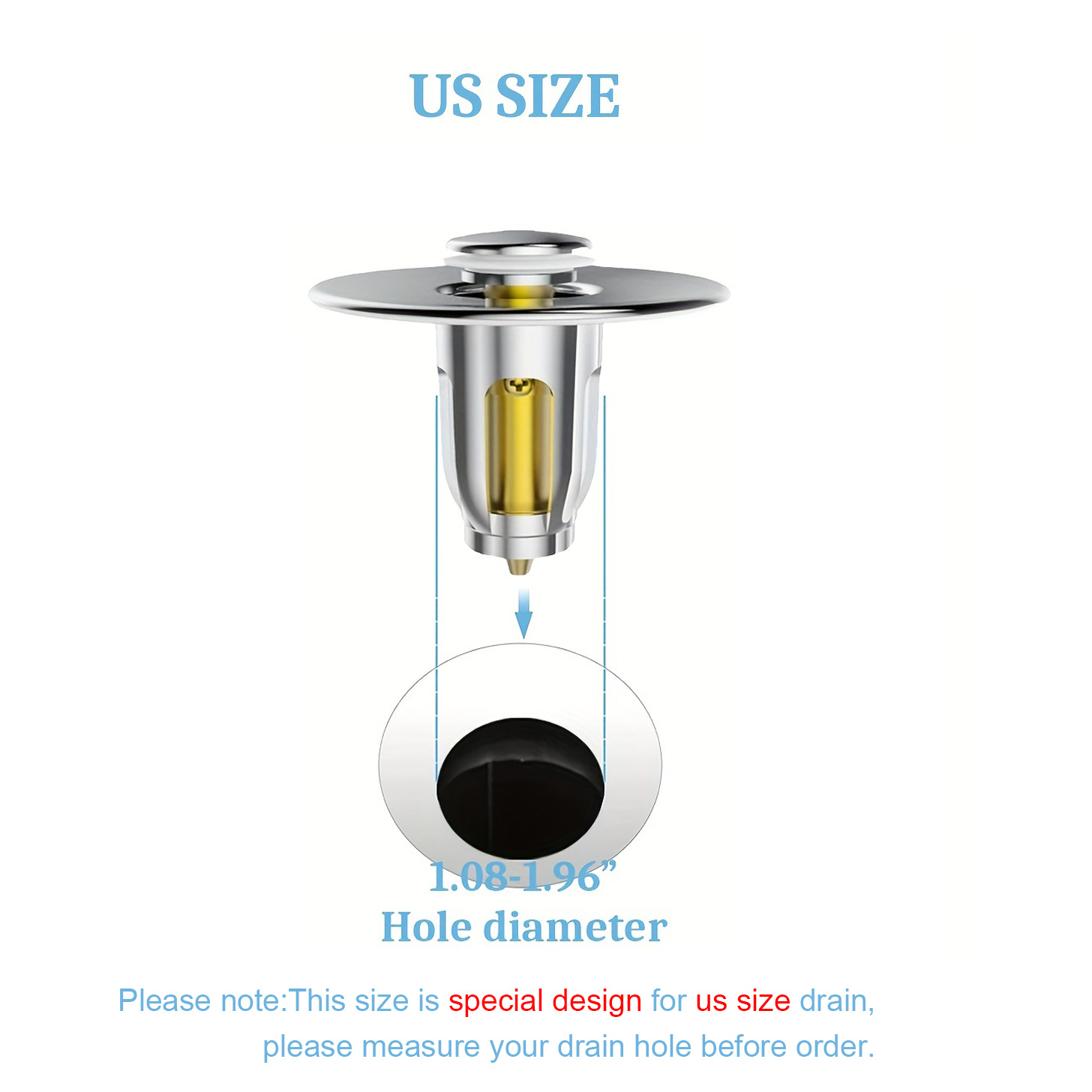 1pc Bathroom Sink Drain, Stainless Steel Pop-Up Bounce Core Basin Drain  Filter, Hair Catcher, Shower Sink Strainer