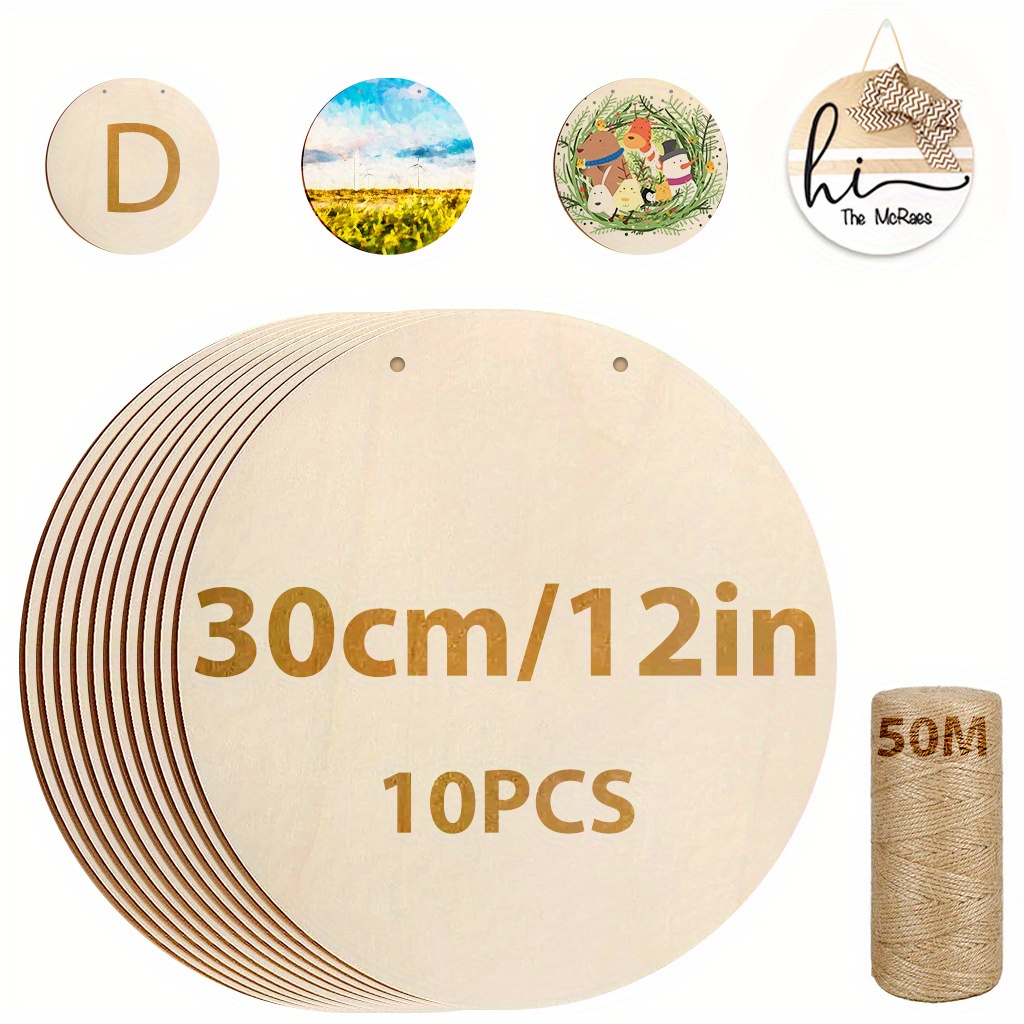 12 Inch Wood Circles for Crafts, 10Pcs Unfinished Wood Crafts, DIY Wood  Rounds for Cricut Projects, Door Hanger, Wood Burning, Painting, Valentines