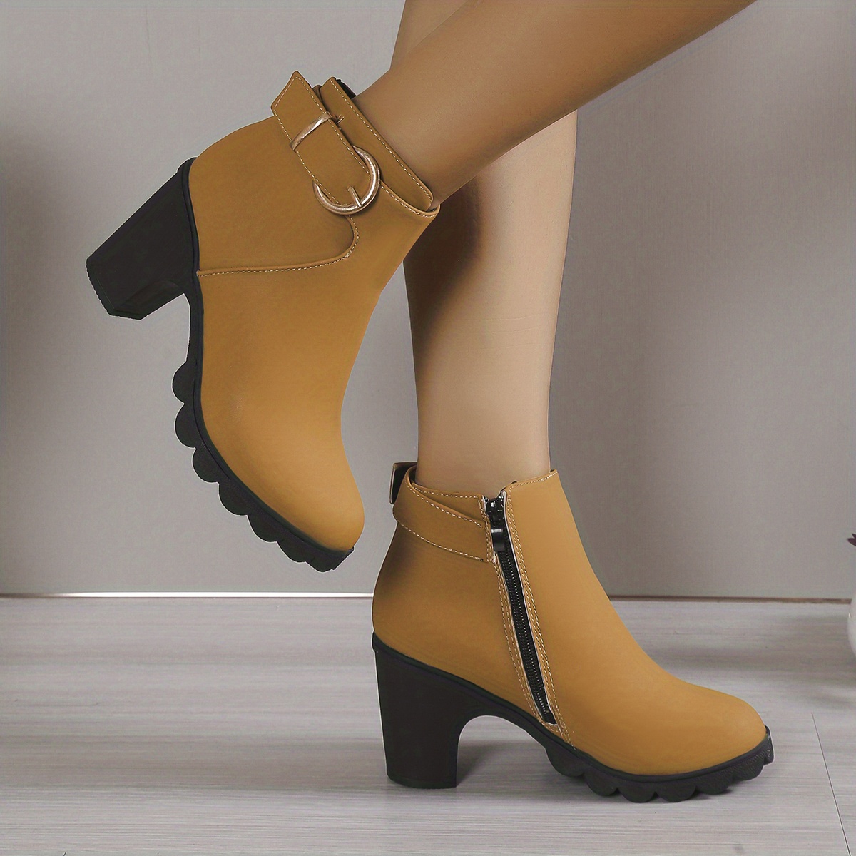 High heel chunky ankle hot sale boots