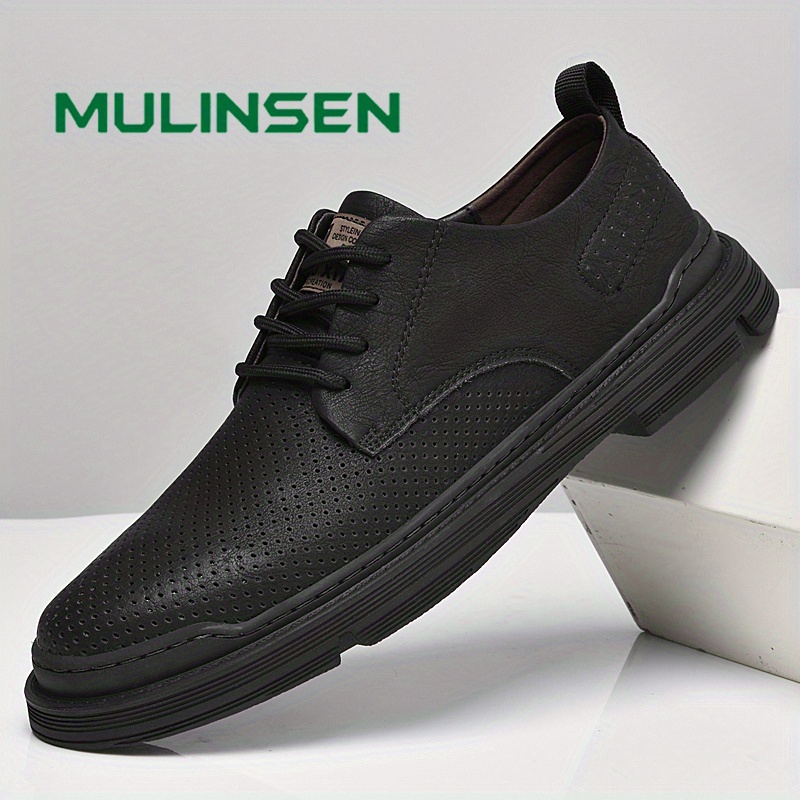 Men's Derby Shoes With Pull Tabs Lace up Front Dress - Temu