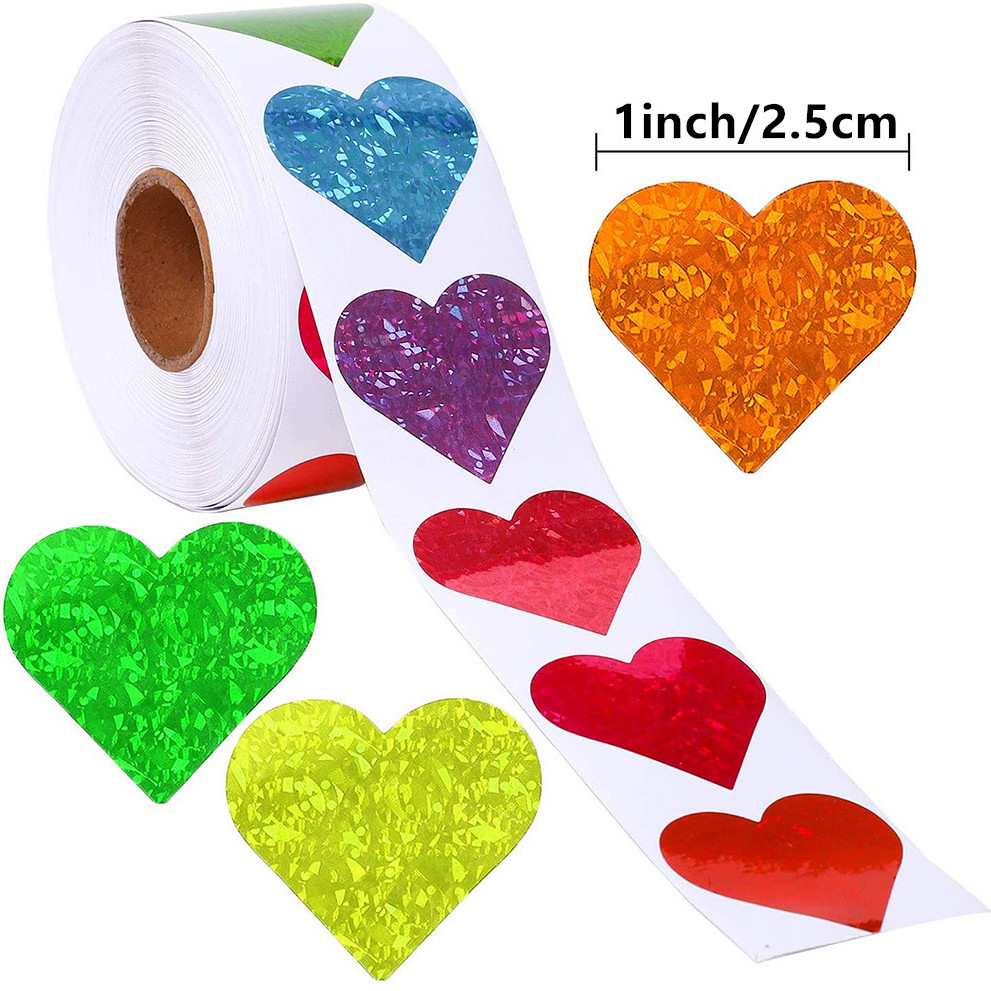 Heart Stickers Roll Paper Label Sticker Valentine's Day Crafts Love Stickers