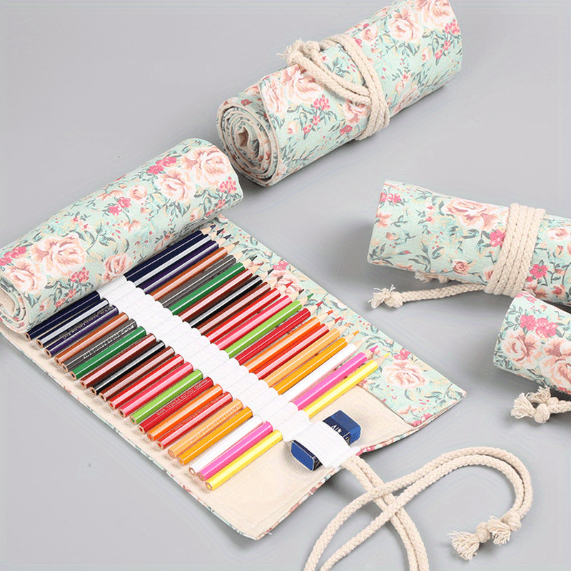 Chinoiserie Creative Canvas Roll Up Pencil Case Large - Temu