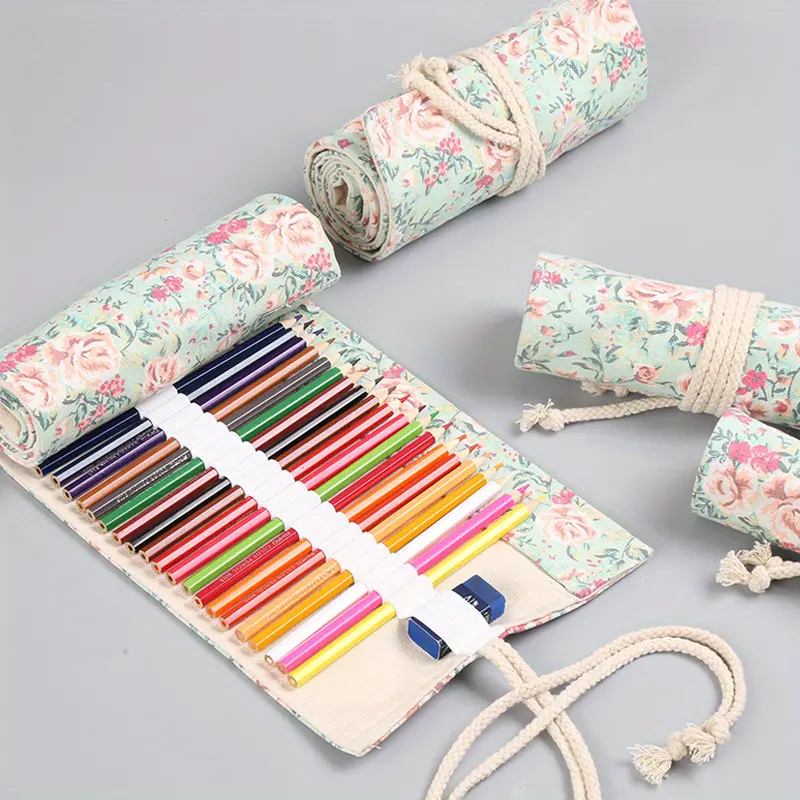 Chinoiserie Creative Canvas Roll Up Pencil Case Large - Temu