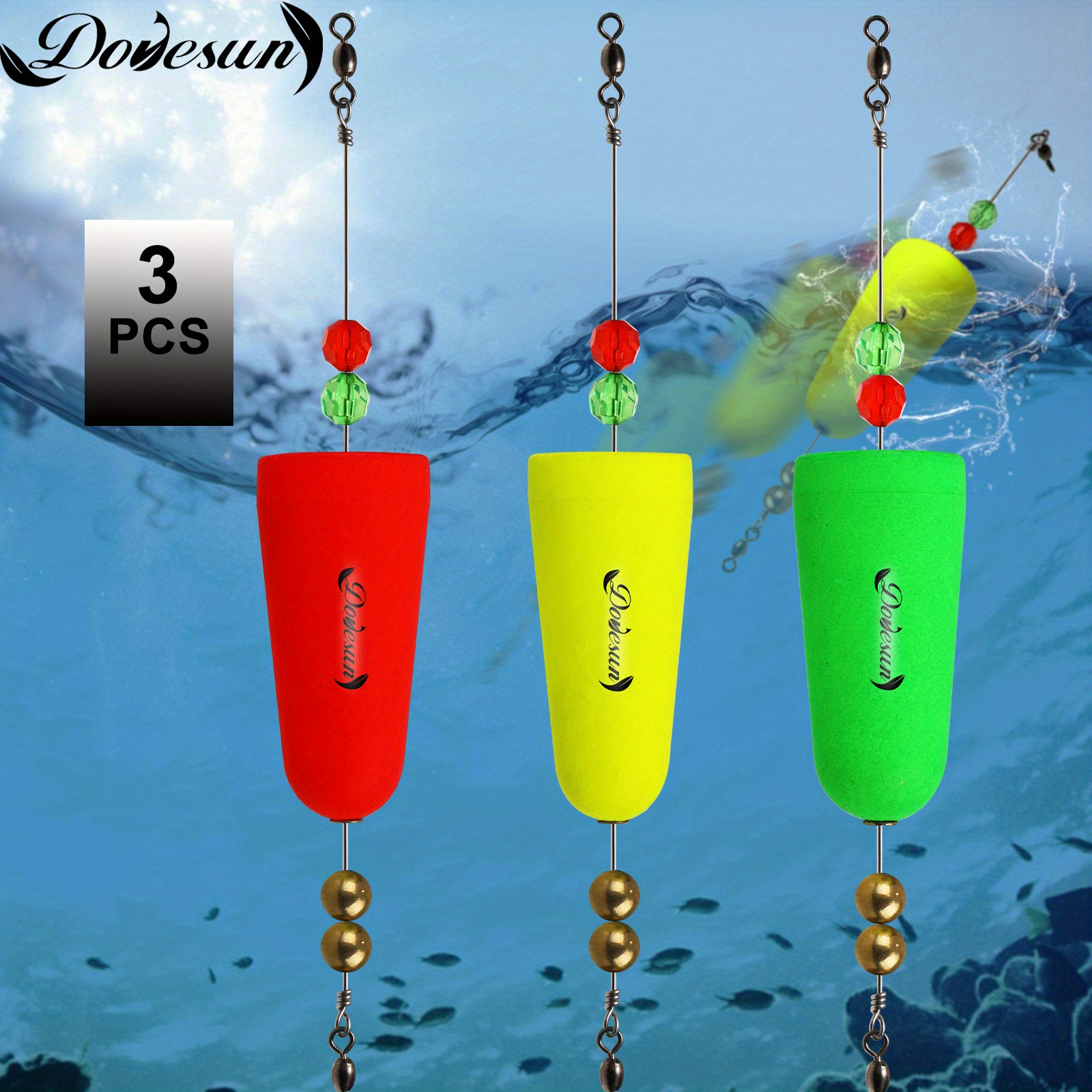 Dovesun Fishing Bobbers Popping Cork Weighted Fishing Floats Fishing Corks  Popping Corks for Saltwater Freshwater 3 Shapes 3pcs/6pcs