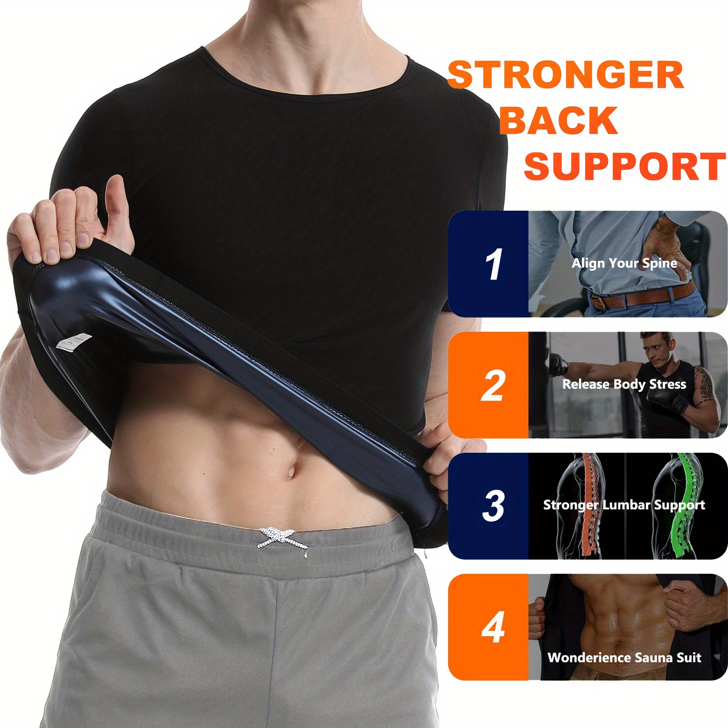 Tuta Sauna Dimagrante Uomo Sauna Jacket For Men Weight Loss Kewlioo Men's Sauna Suit Shirt - Heat Trapping Sweat Compression Vest, Shapewear Top, Gym Exercise Versatile Shaper Jacket, Black, L Price In