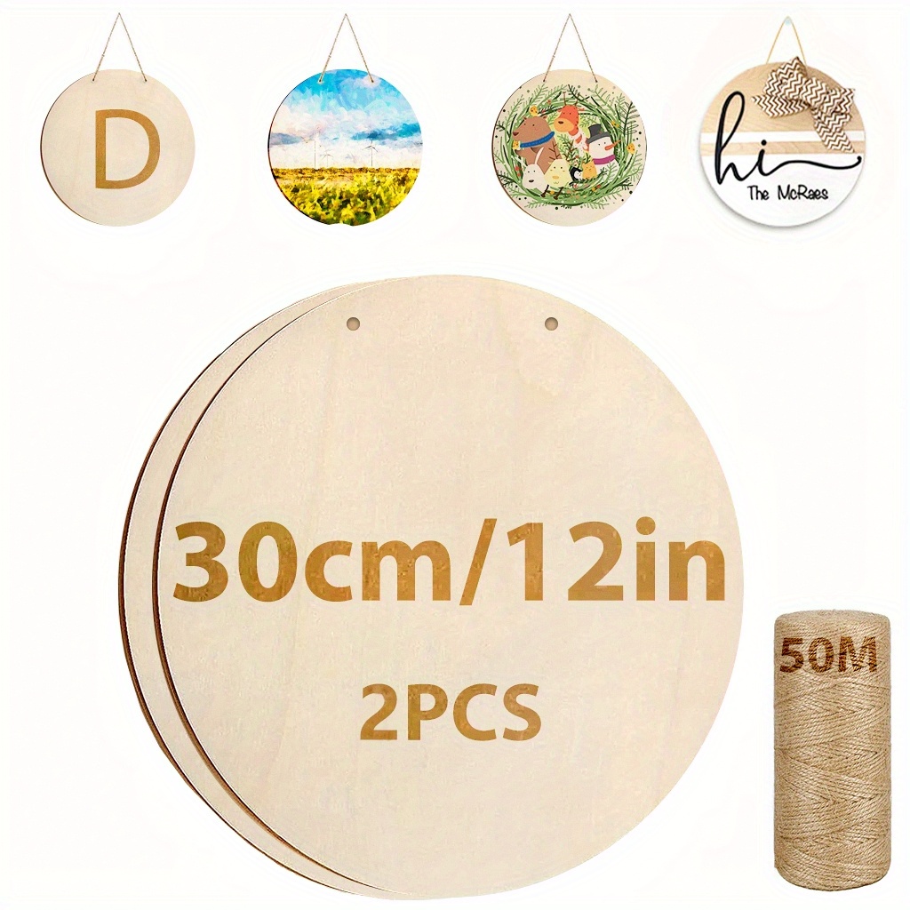 Unfinished Wood Crafts 50 Meters Of Hemp Rope Wood Circles - Temu