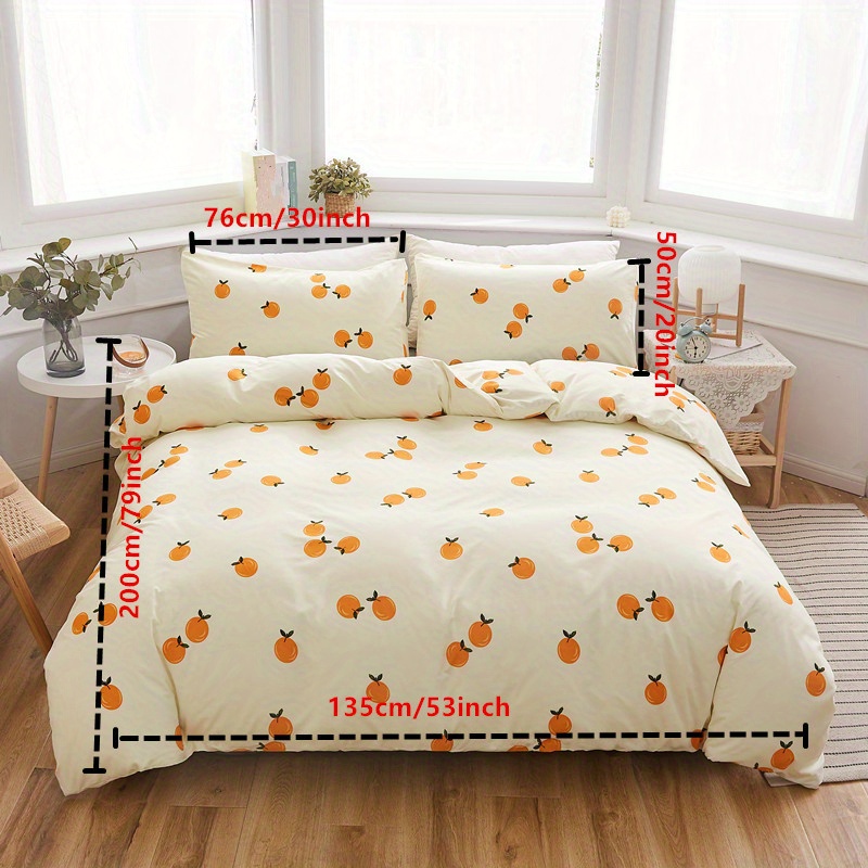 Colorful Orange Comforter Set, Bedding (1 Comforter Cover + 2 Pillowcases) (does Not Comforter)