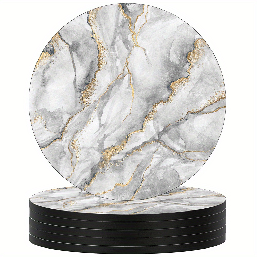 Marble Coasters Set of 6 White Coasters for Drink