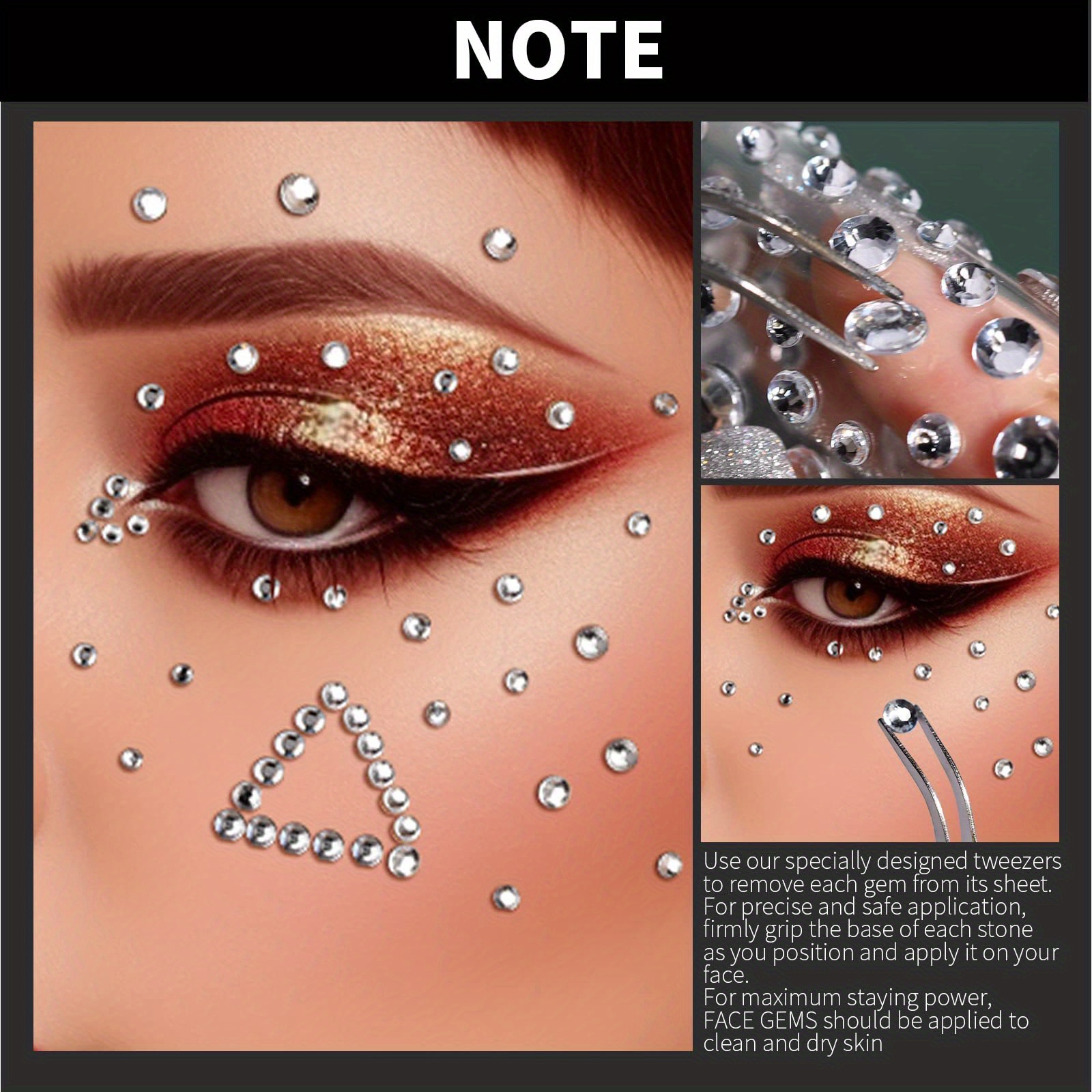 4 Sheets Festival Face Gems Stick On, Self-adhesive Face Jewels Stickers  Face Diamonds Rhinestones For Makeup, Nail Gems Pearl Stickers For Face Eye  B