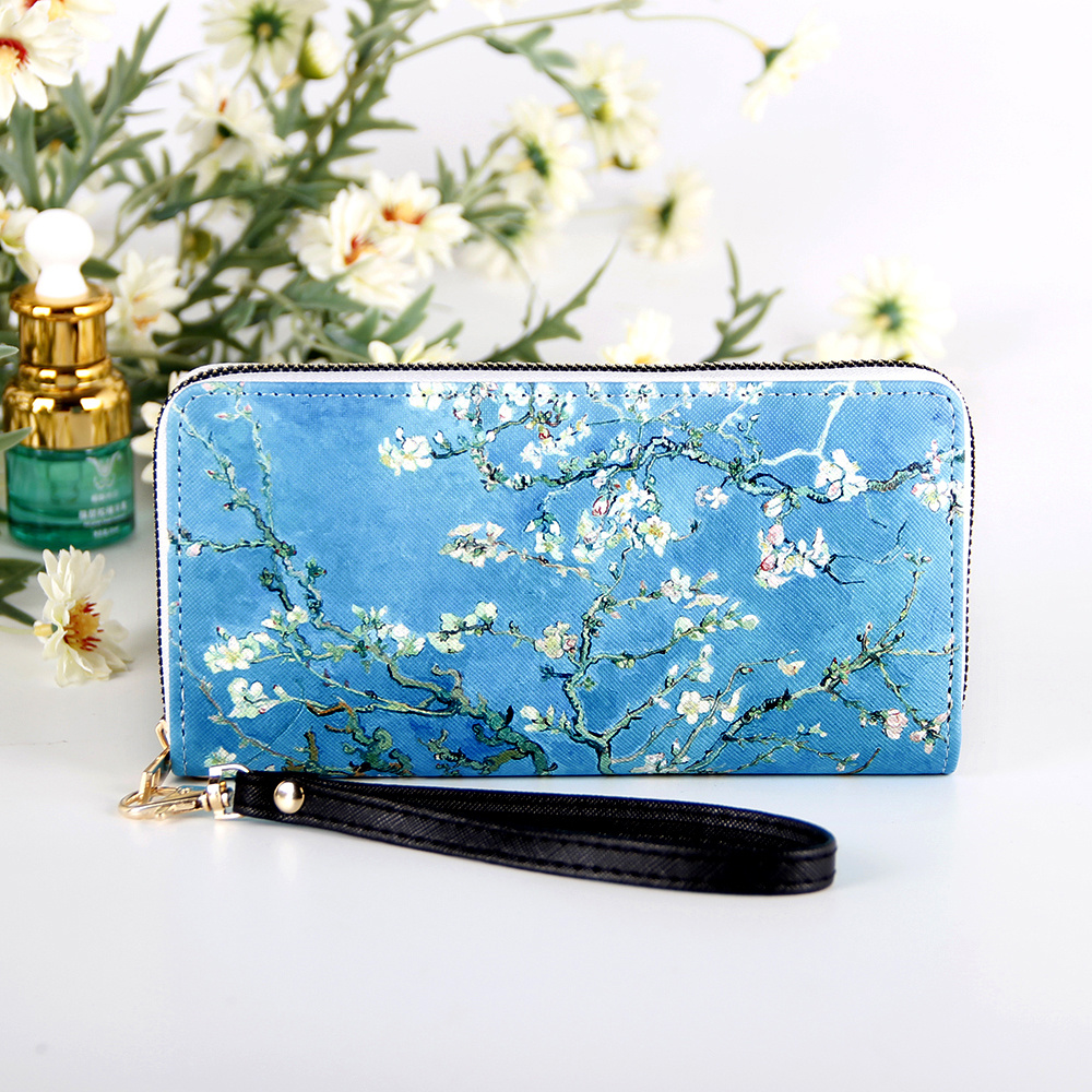 Cherry Blossom Painted Leather Wallet