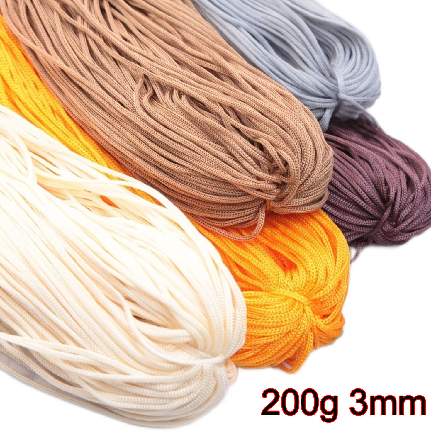 200g 3mm Color Nylon Cord Thread Crochet Hollow Line Macrame 100%  Polypropylene Fiber for DIY Hand-woven Cushion/Hat/Handicrafts