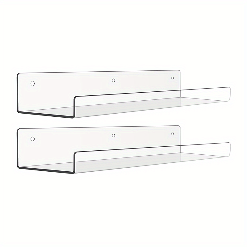 1/2Pcs Acrylic Floating Wall Shelf Storage Display Rack Bedroom