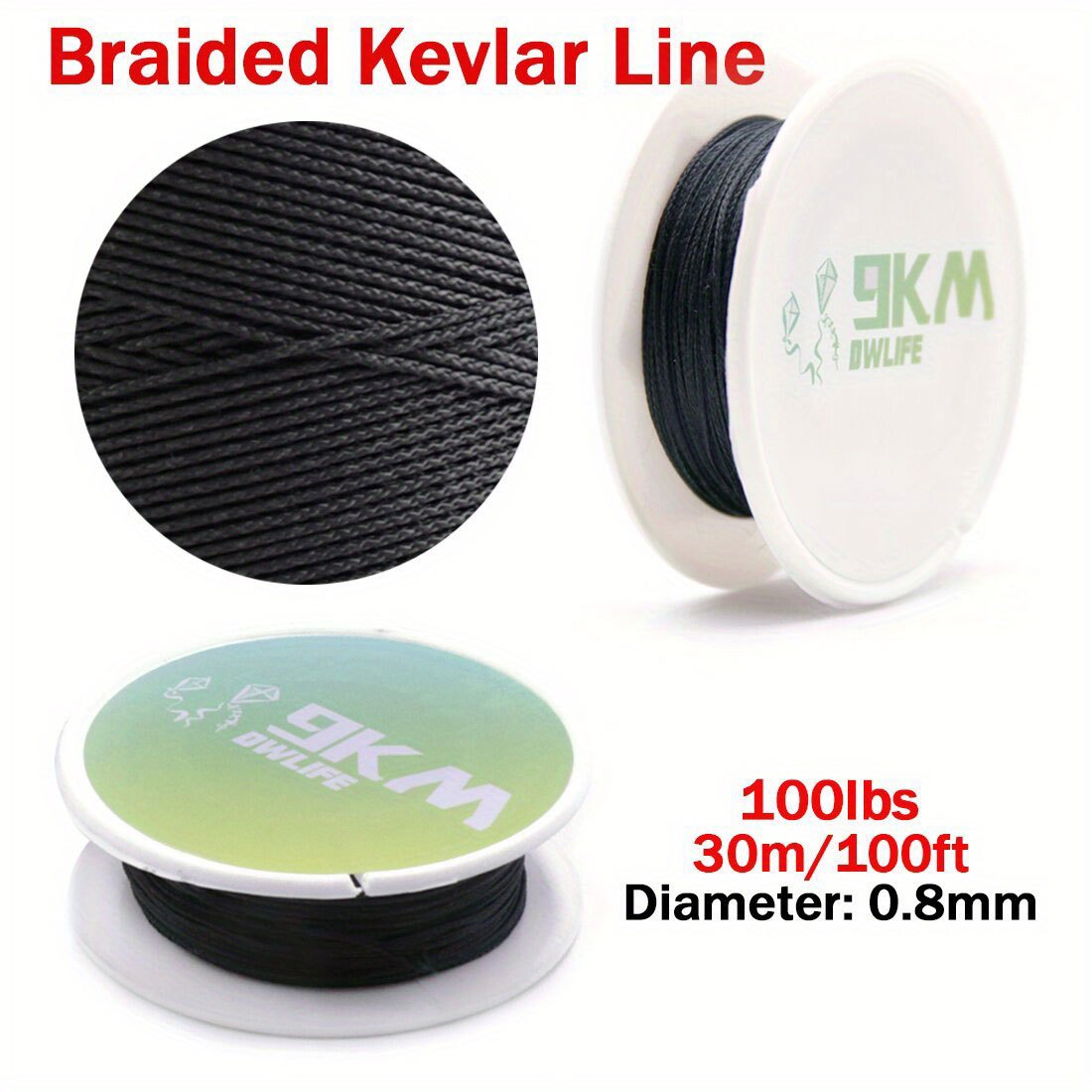 Braided Kevlar Cord 50lb~1500lbs High Strength Fishing Line Made with Kevlar