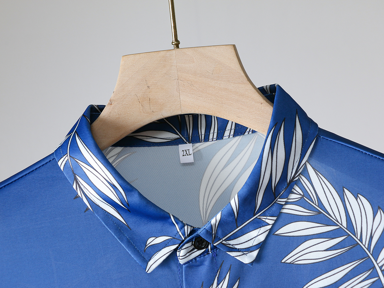 Teal Tropical Leaves Men's Hawaiian Shirt