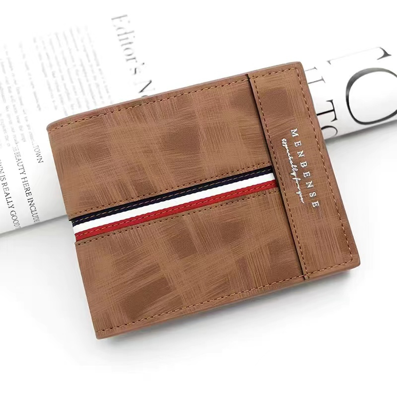 Men's Fashion Leather Short Wallet Money Clip Argyle Pattern Multi-card  Card Holder Purse Horizontal Wallet Coin Purse Gift For Men - Temu