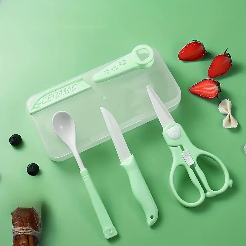 Ceramic Baby Food Scissors, Baby Food Spoons, Infant Food-grade Knives,  Full Portable Storage Boxes, And Magic Tools - Temu Germany