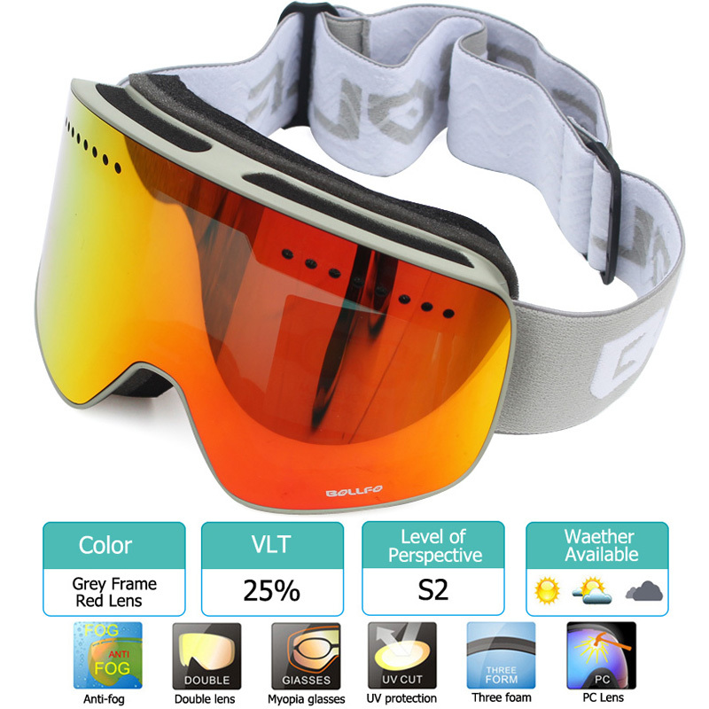 Lbq Anti Fog Gafas de esquí para niños Sport Boy Motocross Gafas Invierno  Doble capa Niña Gafas de nieve Mountain Kids Gafas magnéticas